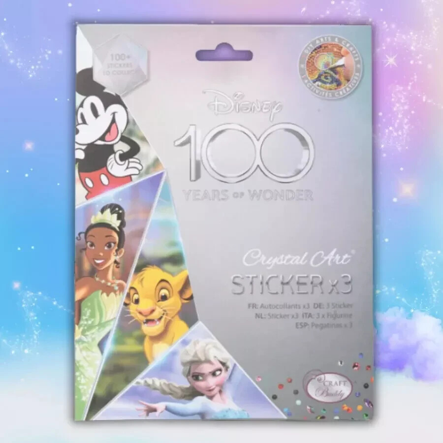 DISNEY 100 CRYSTAL ART STICKER PACK - NEW - 3 STICKERS + CRYSTALS
