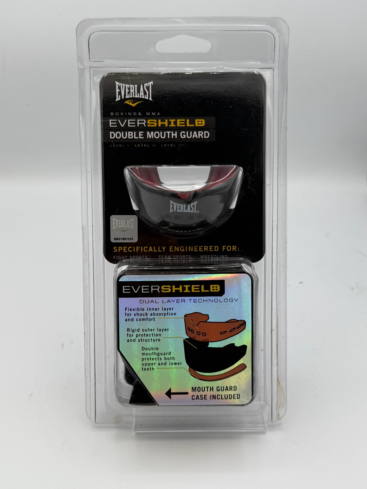 NEW SEALED Everlast Evershield Double Mouthguard & Case Red Boxing & MMA