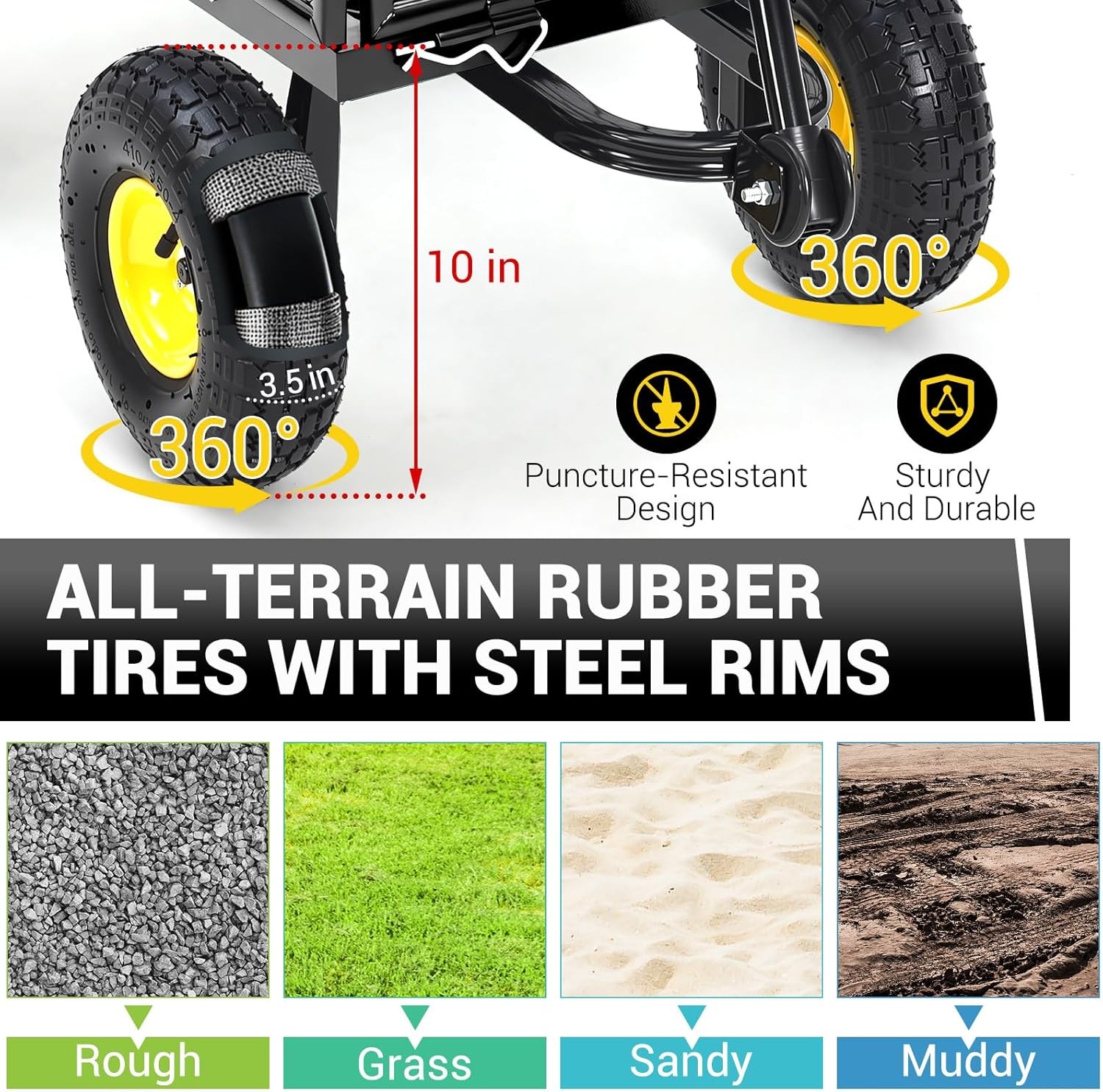 Garden Cart 1100LBS Heavy Duty Steel Yard Garden Wagon with Removable Sides