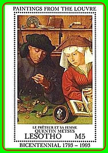 LESOTHO 1993 LOUVRE MUSEUM PAINTINGS S/S ** neuf MONEY 💲FREE SHIPPING💲