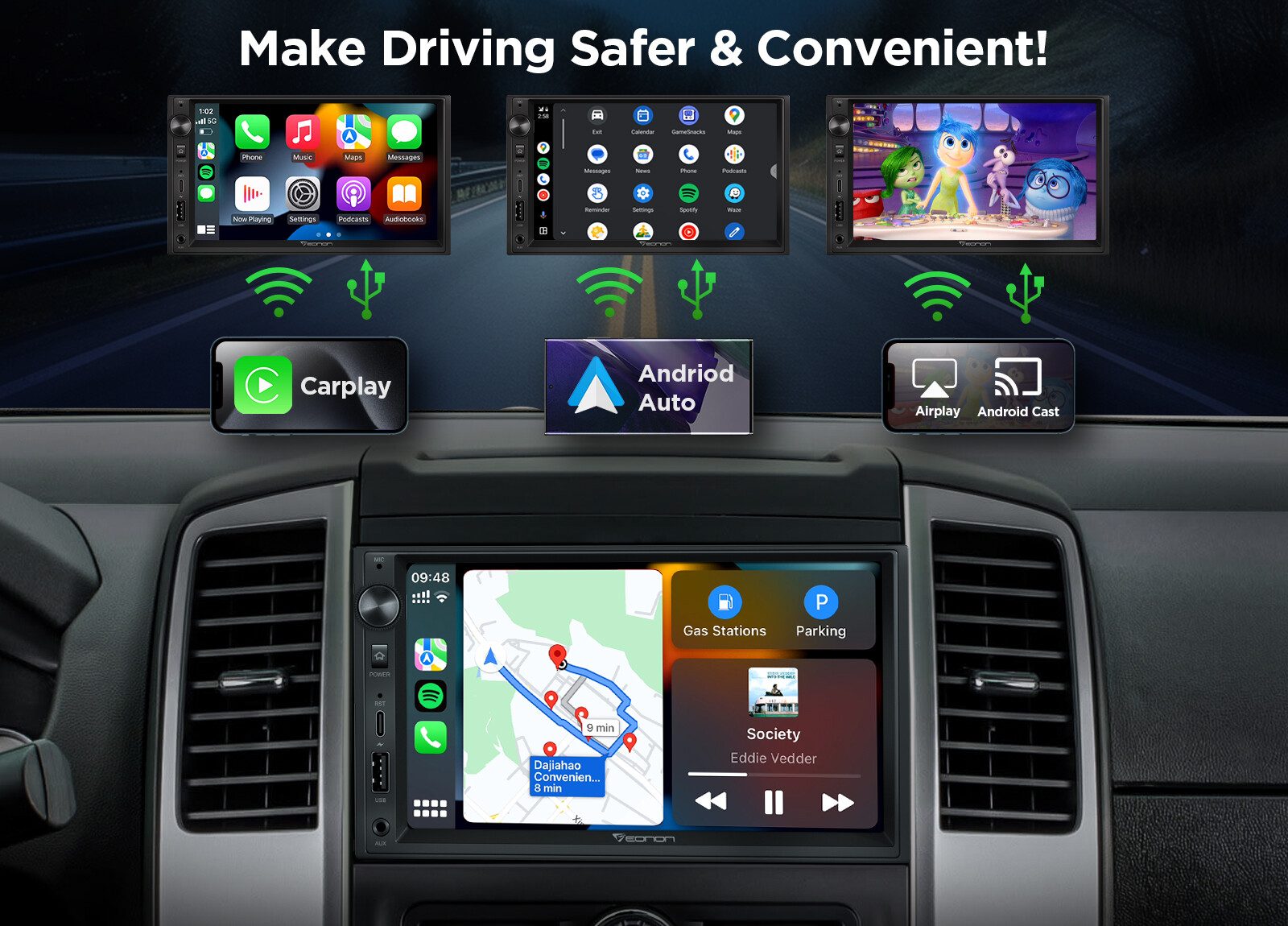 Android 13 Car Radio Stereo Bluetooth Double 2 Din 7" IPS Apple CarPlay FM Audio