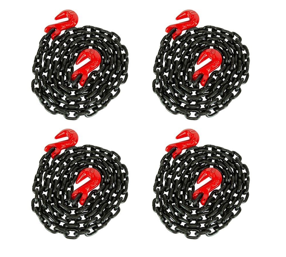 (4 Pack) G80 Alloy Tow & Binder Lashing Chain 1/2" x 10',  12,000 lbs WLL