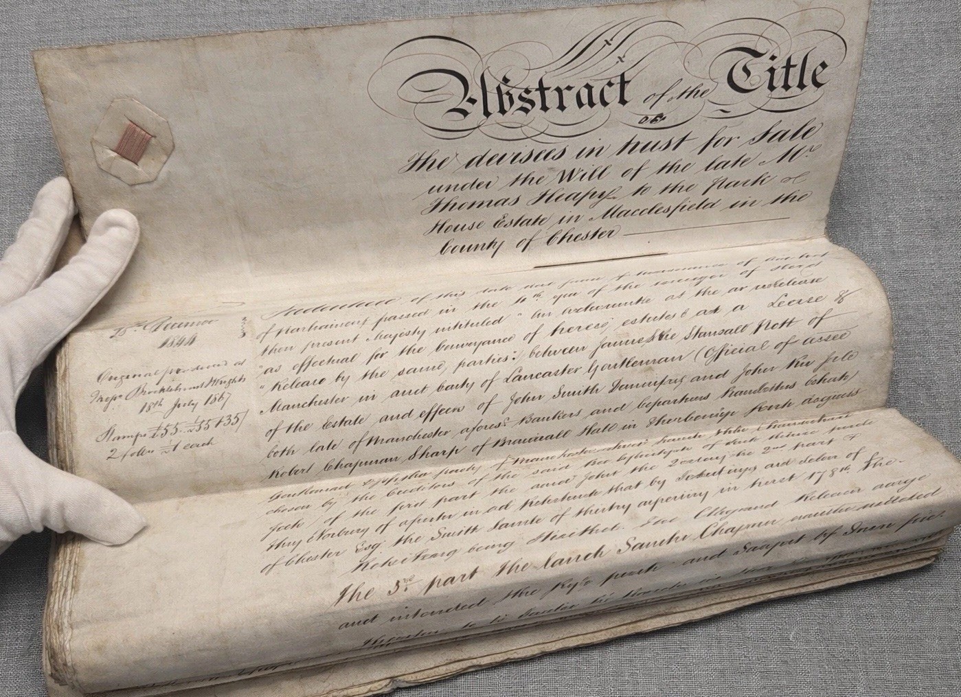 1867 Rare MASSIVE Vellum Abstract of Title Macclesfield Cheshire Manuscript 46pg