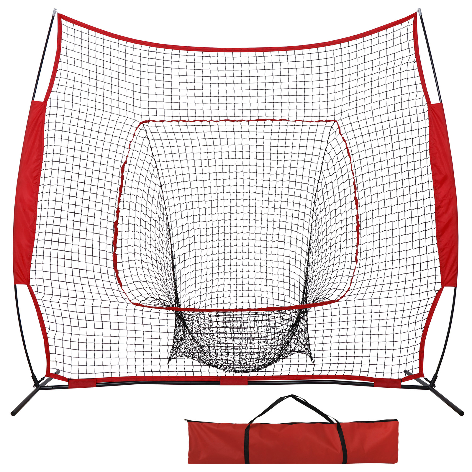 7x7Ft Baseball Softball Practice Batting Training Net w/Carry Bag Strike Zone
