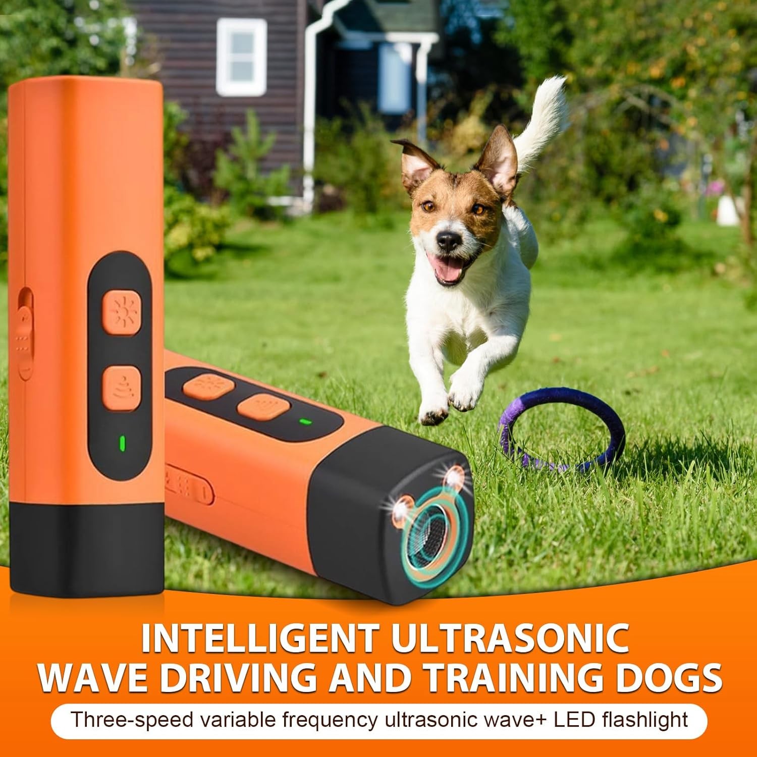 Dog Bark Deterrent Devices, Rechargeable Anti Barking Device for Dogs (Orange)