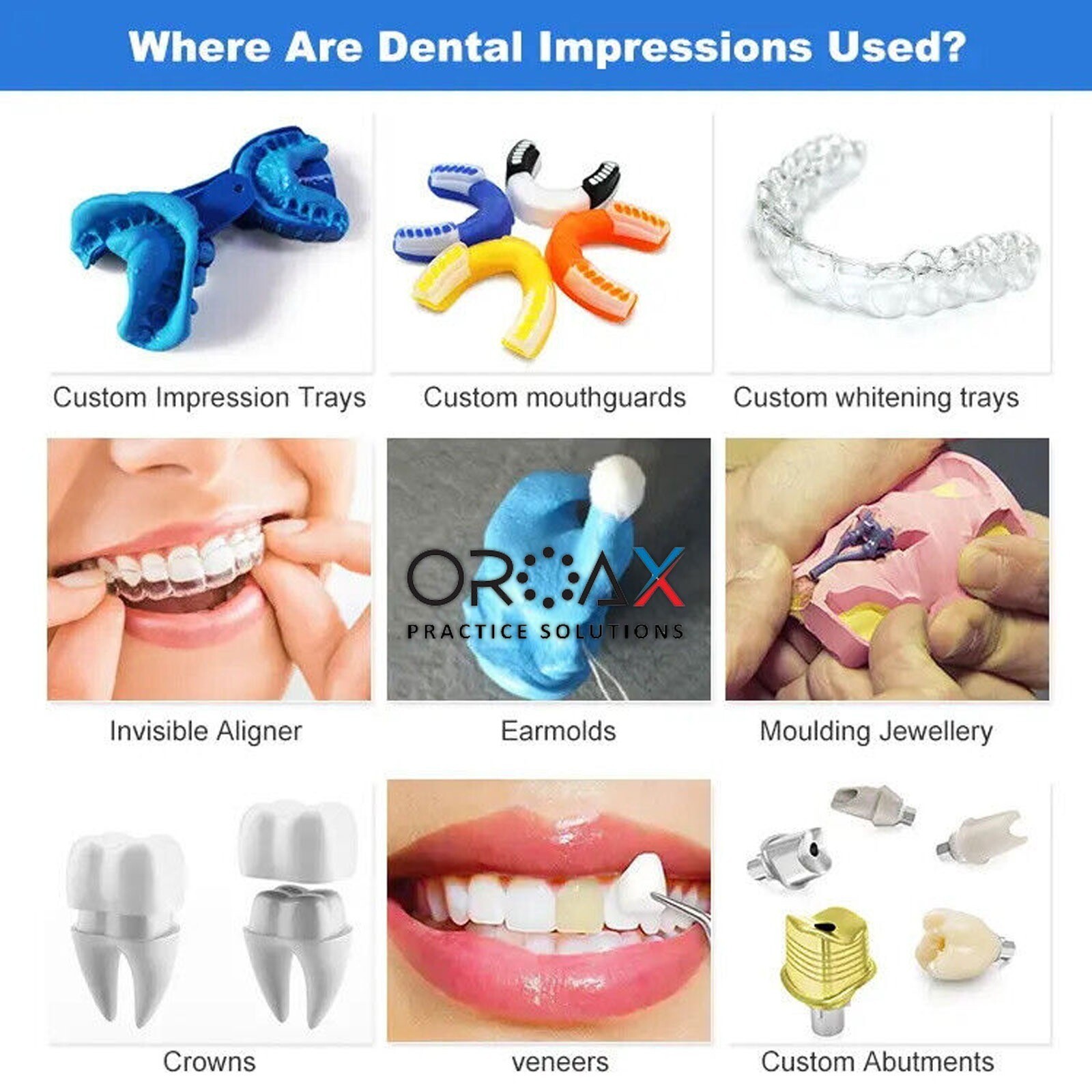 Dental Impression Putty Teeth Mold Kit Large Upper & Lower Impressions Trays