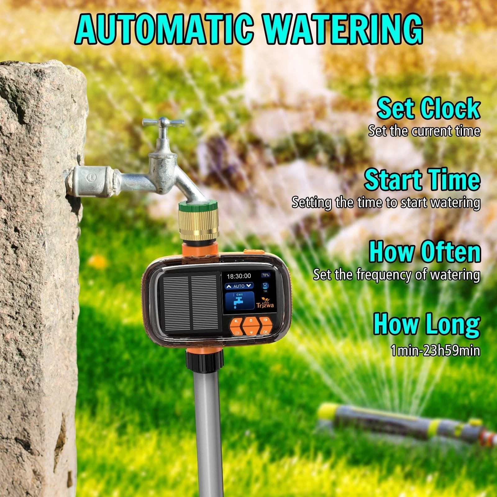 Solar Sprinkler Timer TRJZWA Water Timer, Irrigation System for Garden Hose S...