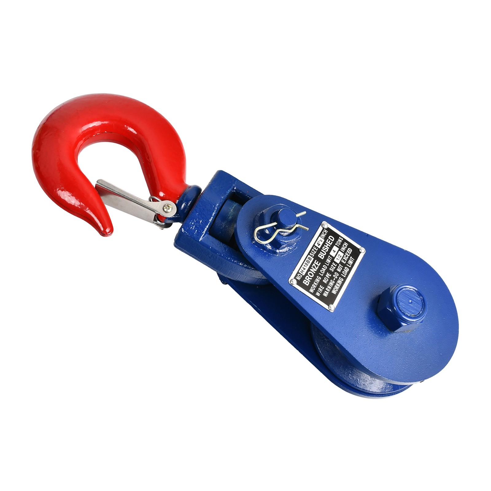 4 Ton Snatch Block 4-1/2" Sheave 1/2" Wire Rope w/Swivel Hook Wrecker Roll Back