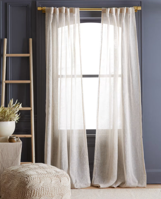 NWOT Quince European Linen Sheer Curtains 48” X 84” Set 2 Flax