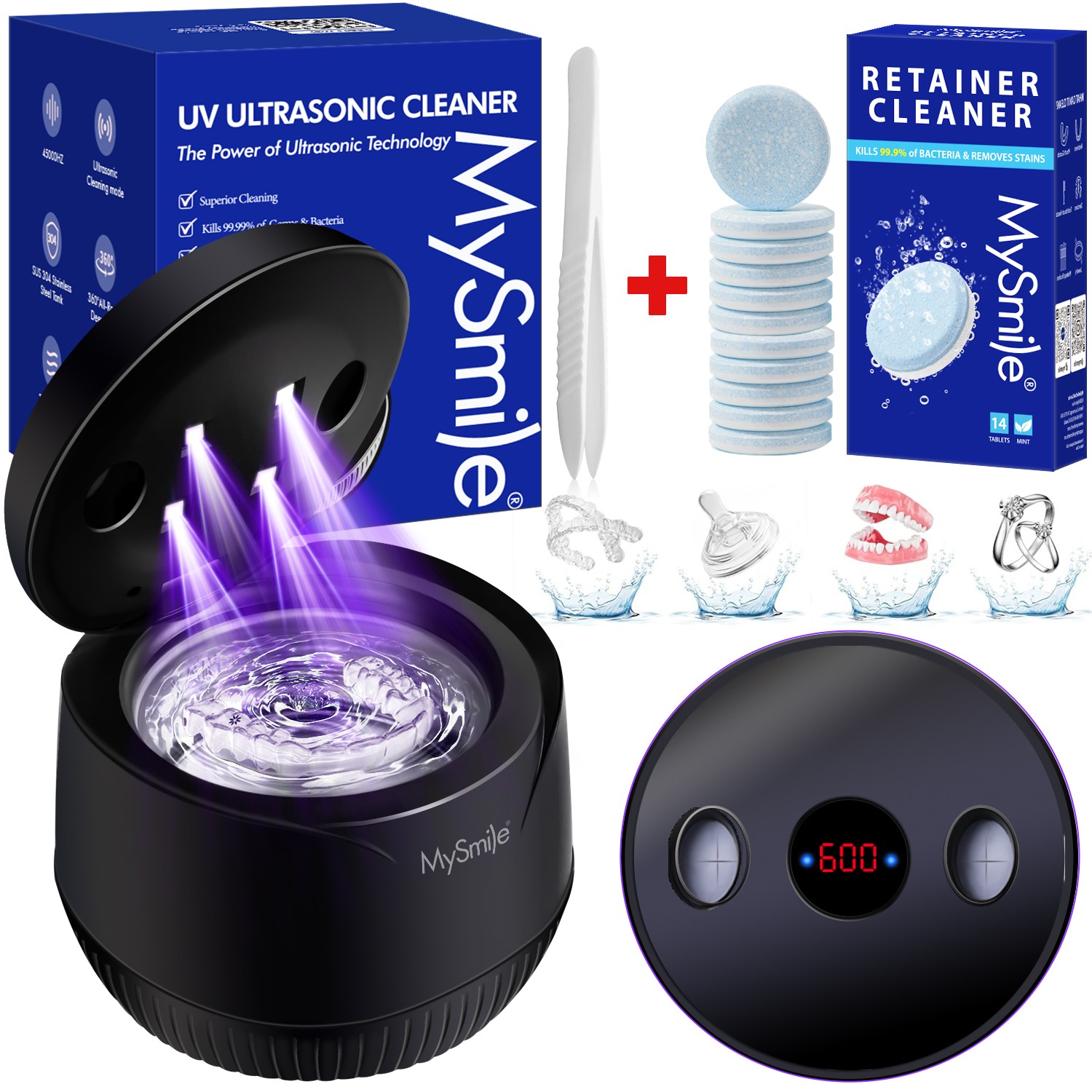 MySmile UV Ultrasonic Retainer Cleaner Machine Guard Cleaser Pod for Invisalign