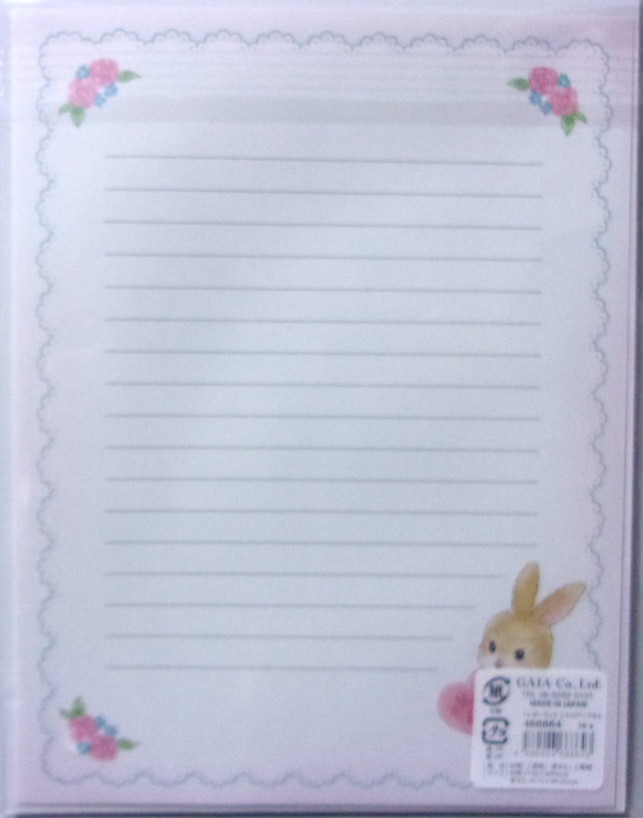 GAIA Retro Animal Rabbit Flower Letter Envelope Set Made in Japan