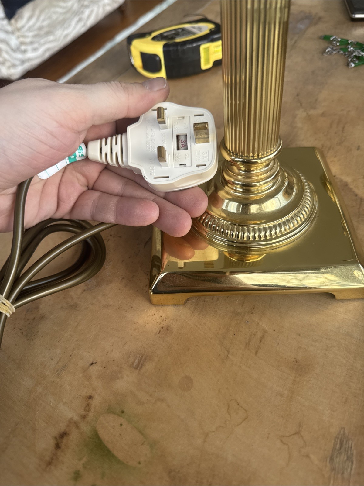 Vintage Brass Corinthian Column Table Lamp