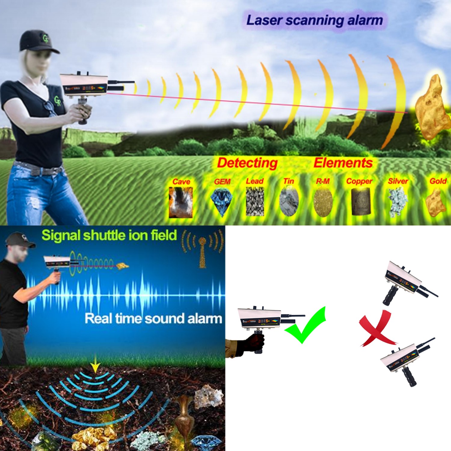 GR DeepSeeker Long Range 3D Laser Gold Metal Detector 5 Search Systems 3000M 50M