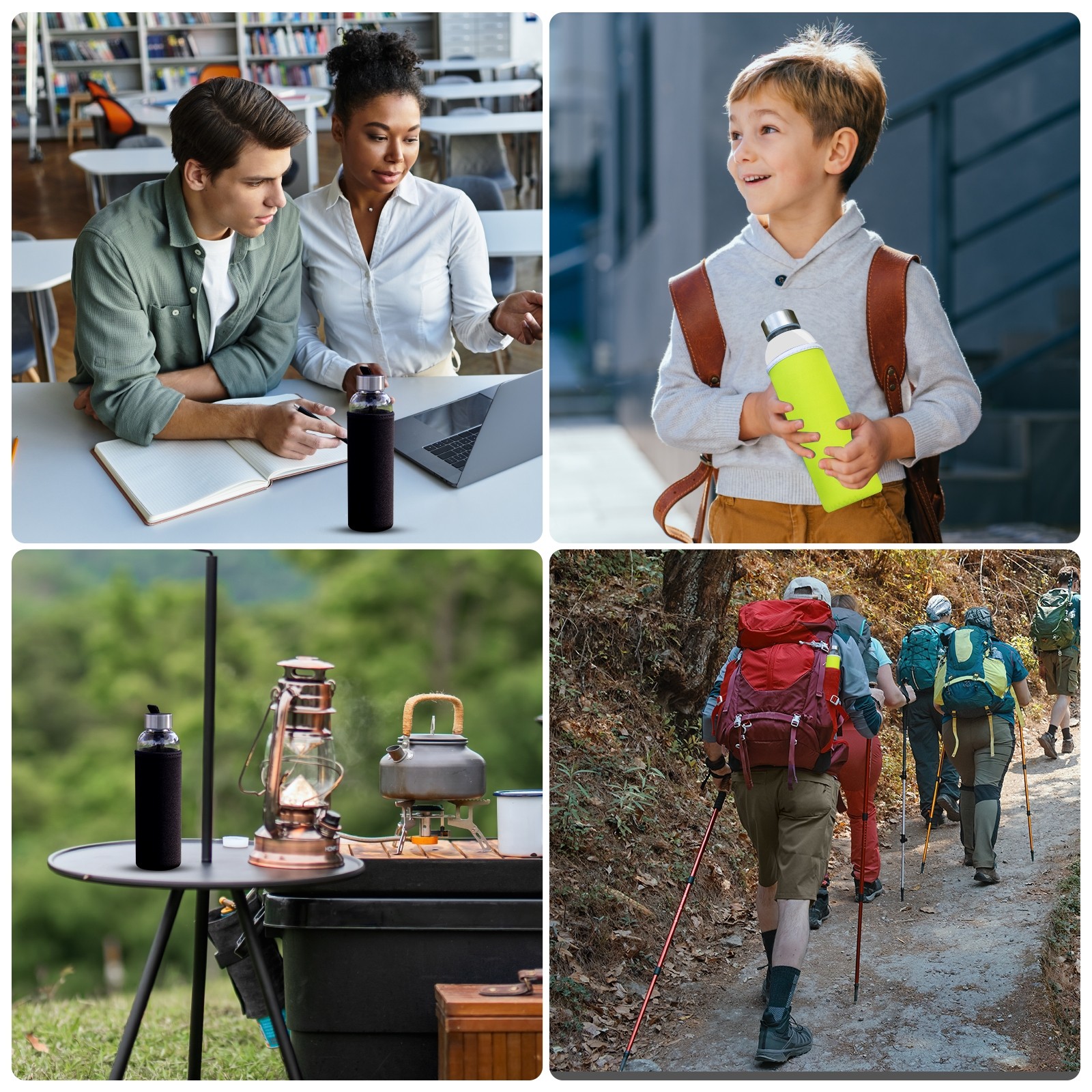 2pcs 12oz Neoprene Insulated Water Bottle Sleeve Black