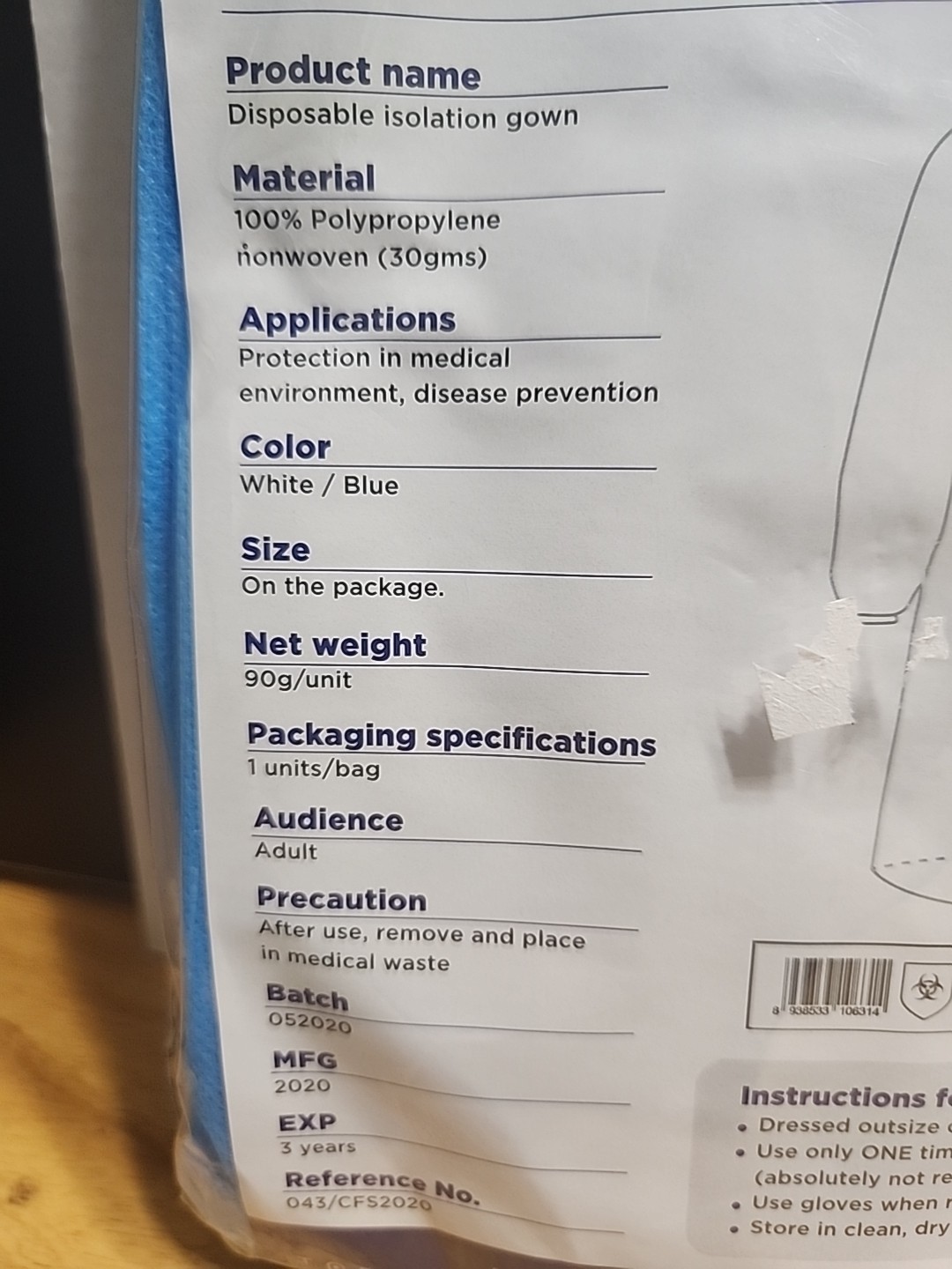Isolation Gown XL
