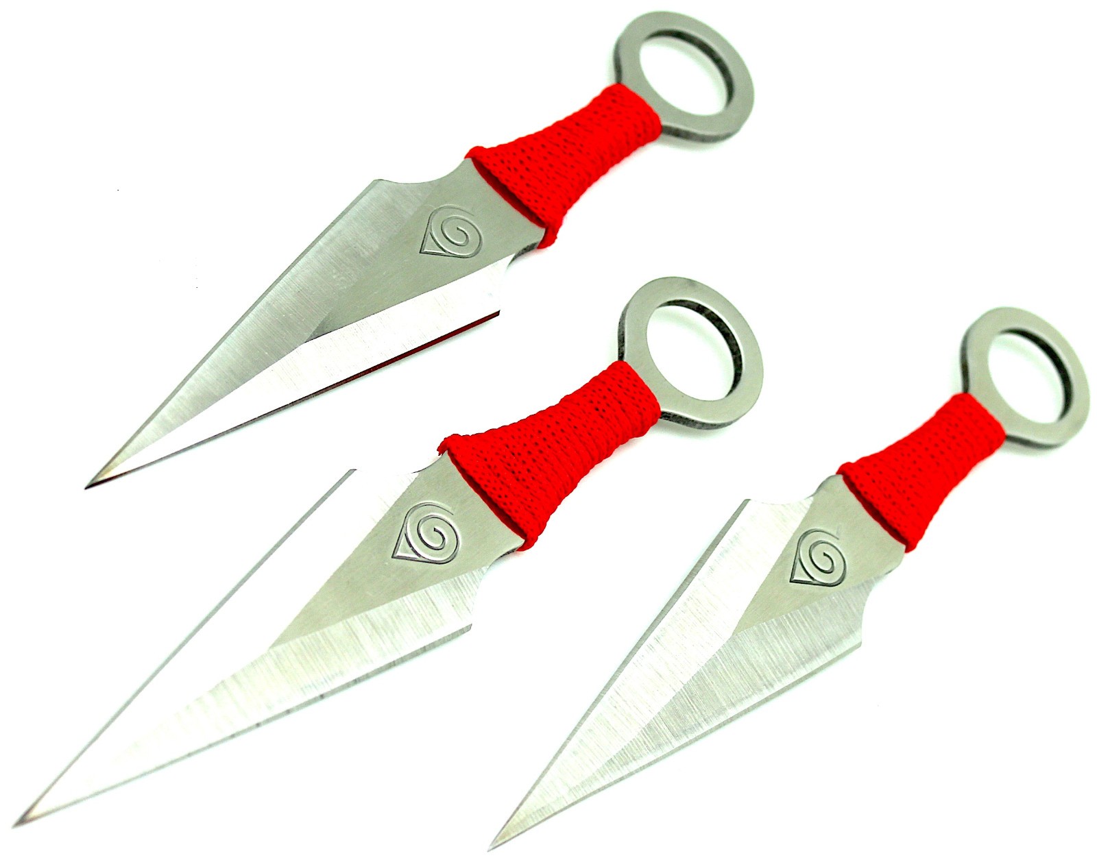 6 1/2" NEW 3 Pc AEROBLADES Silver Red Cord KUNAI THROWING KNIVES Throw Knife Set