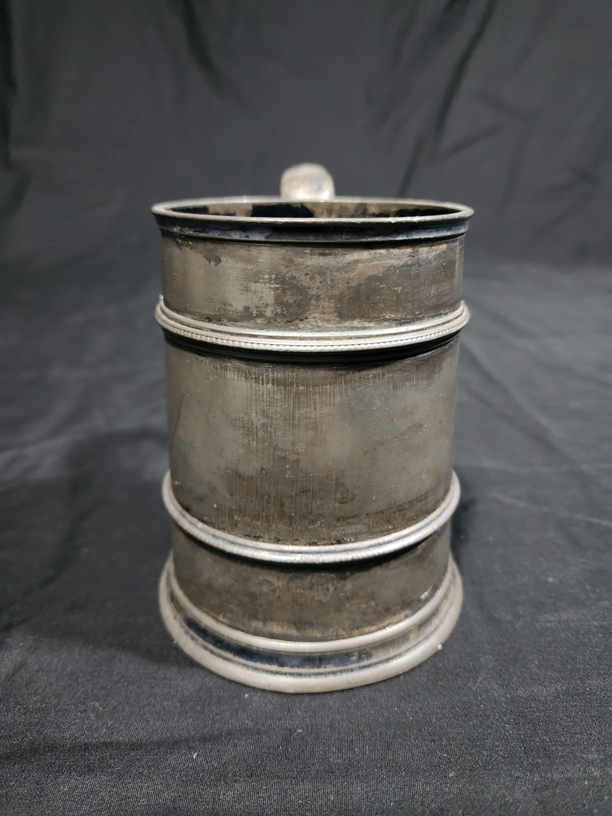 Pewter Mug with Glass Bottom 0.5 Liter Used Beer Stein