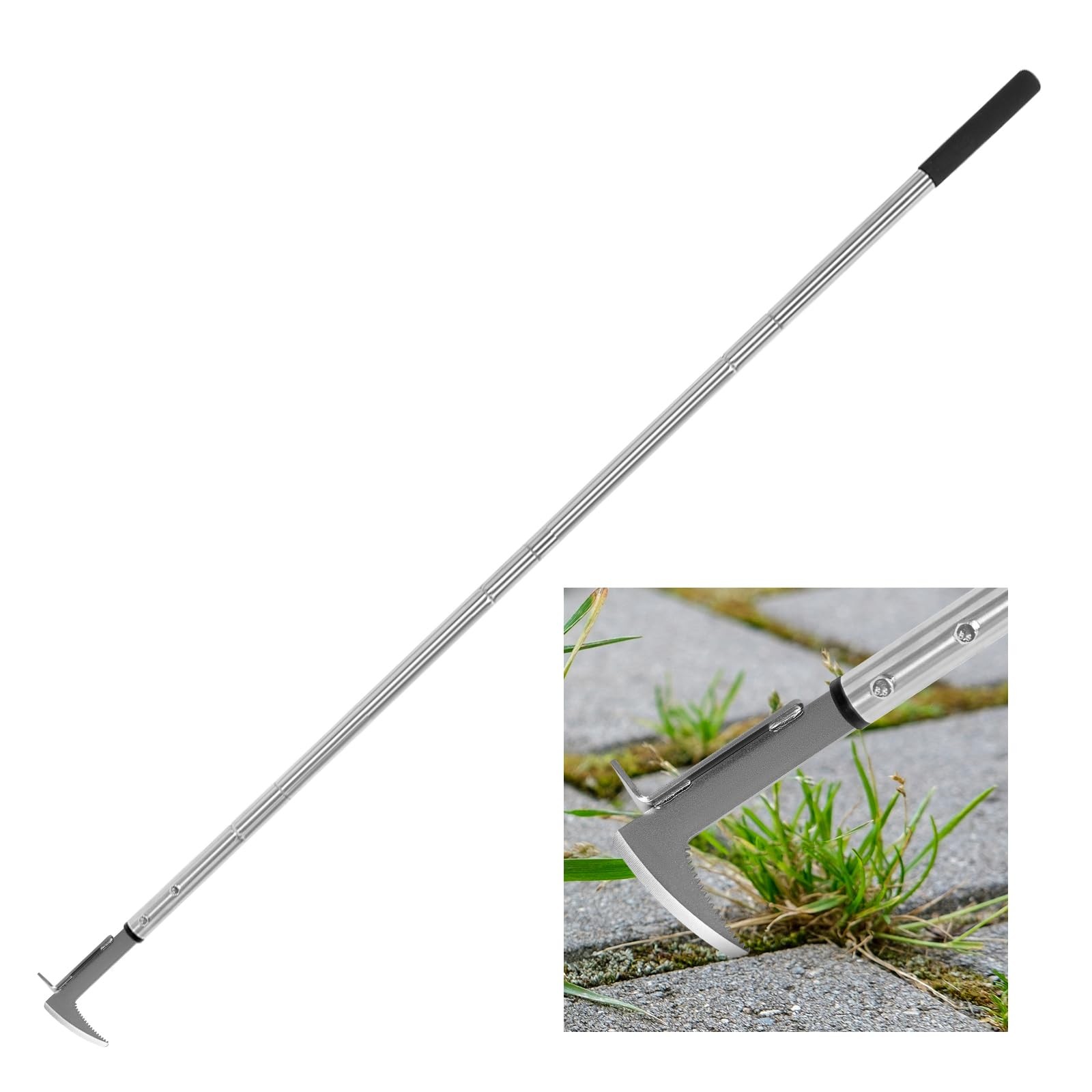 BARAYSTUS Crack Weeder, Stainless Adjustable Length (25.6"/41"/55"), silver