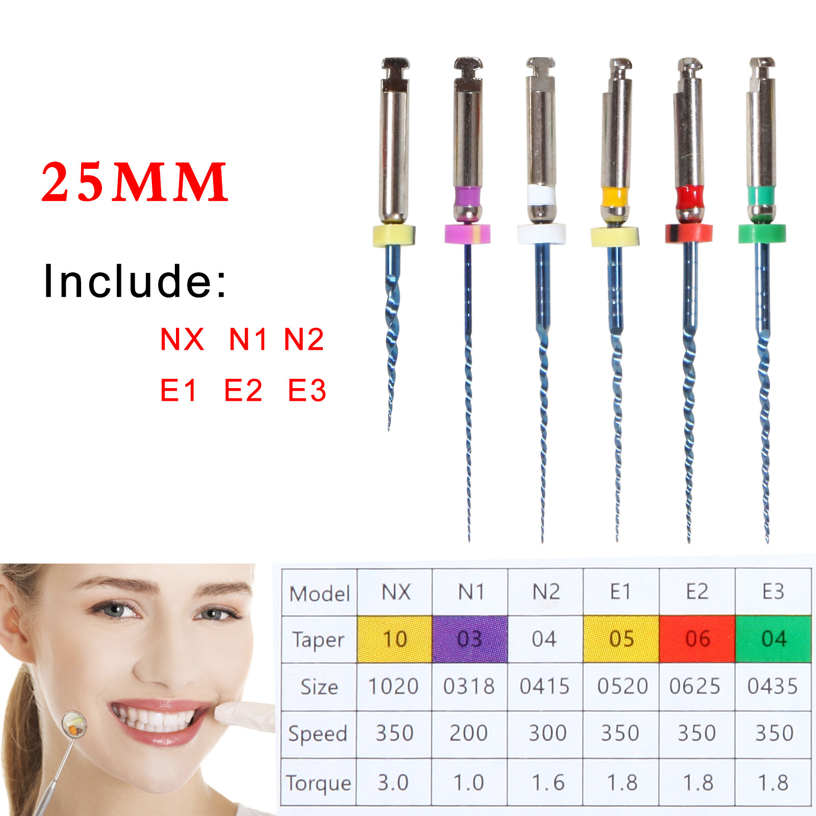 Dental Endodontic Engine Rotary NiTi File Files 25mm for Endo motor USA