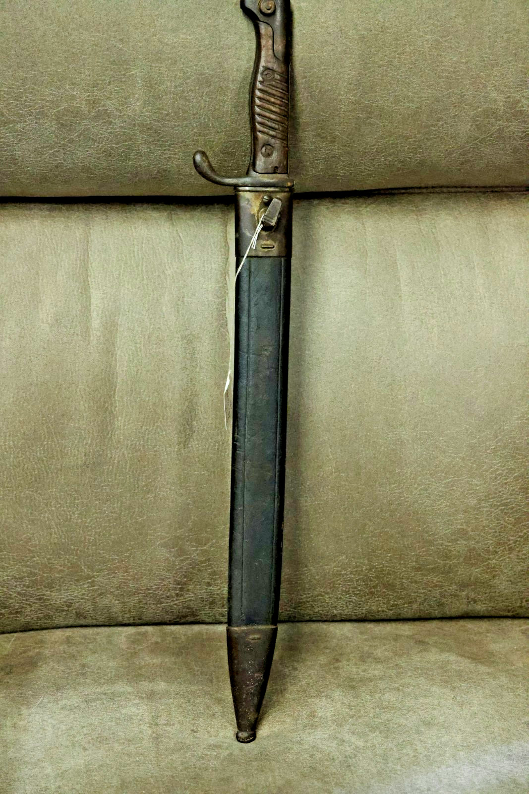 1916 WWI German Butcher Bayonet w/ Leather Scabbard