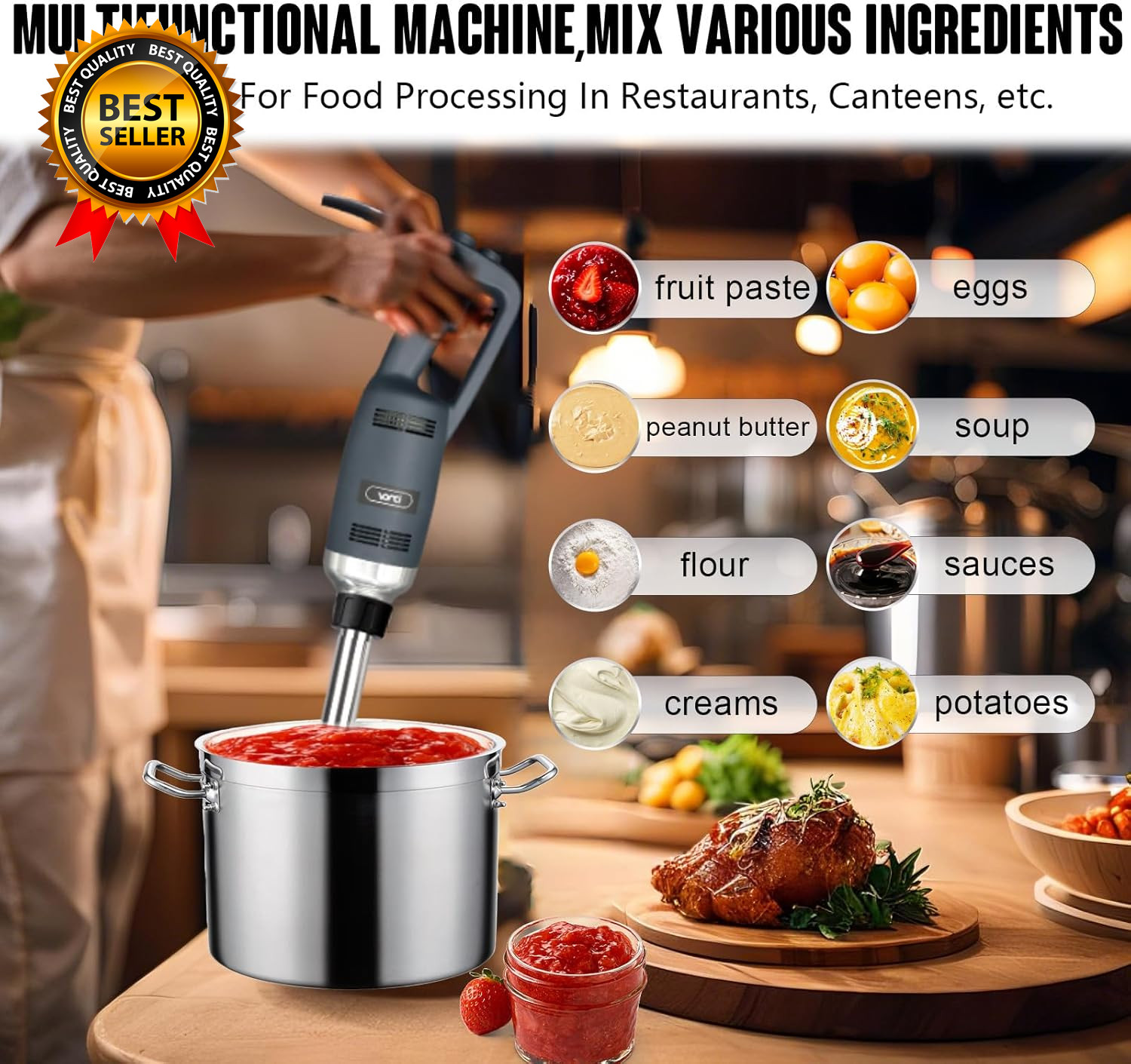 500W Commercial Immersion Blender 16" SUS 304 Removable Shaft Heavy Duty