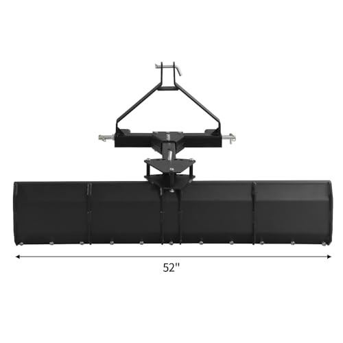 3-Point Rear Grader Blade, 52" Heavy-Duty Steel Scraper for Landscaping