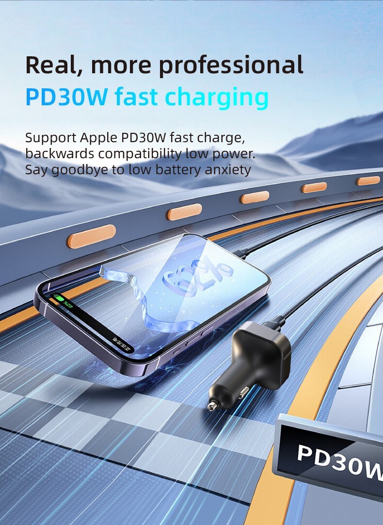 Car Bluetooth Transmitter & 30W Car charger dual port C & USB