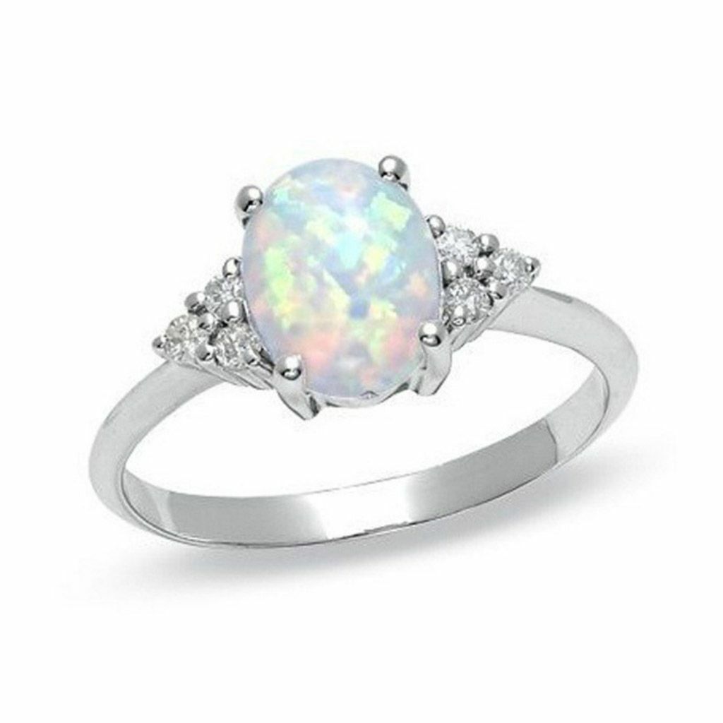 Silver Fire Opal Ring in 925 Sterling Gemstone Jewelry Ring Size 6 -10 Hot