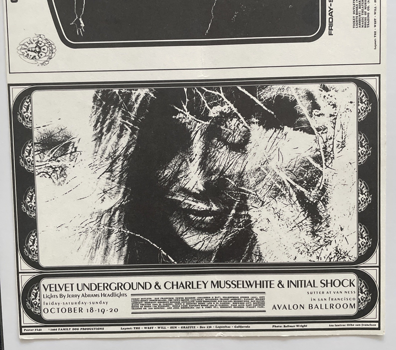 1968 Velvet Underground, Grateful Dead, FD-141 , Double Handbill