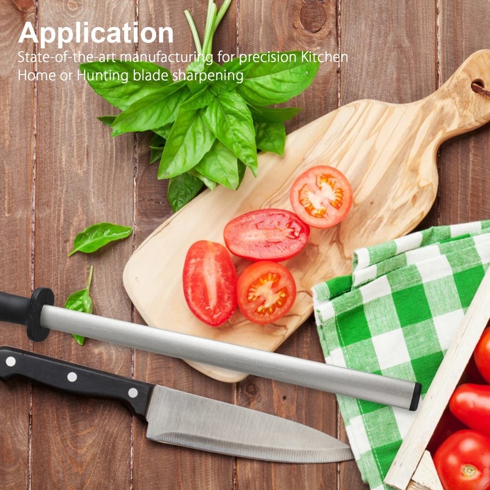 12in Diamond Knife Sharpener Honing Rod Oval Kitchen Tool