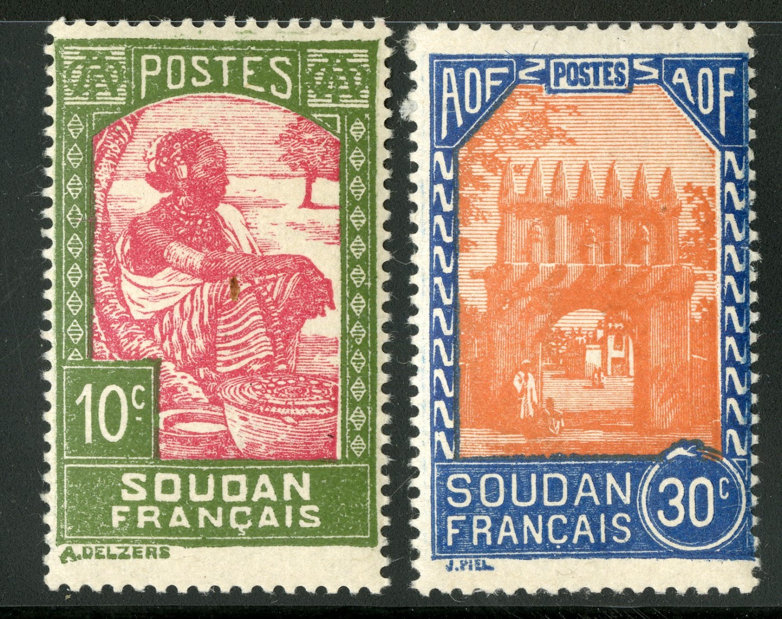 French Sudan   1943-44    Scott #120-121   Mint Lightly Hinged Set