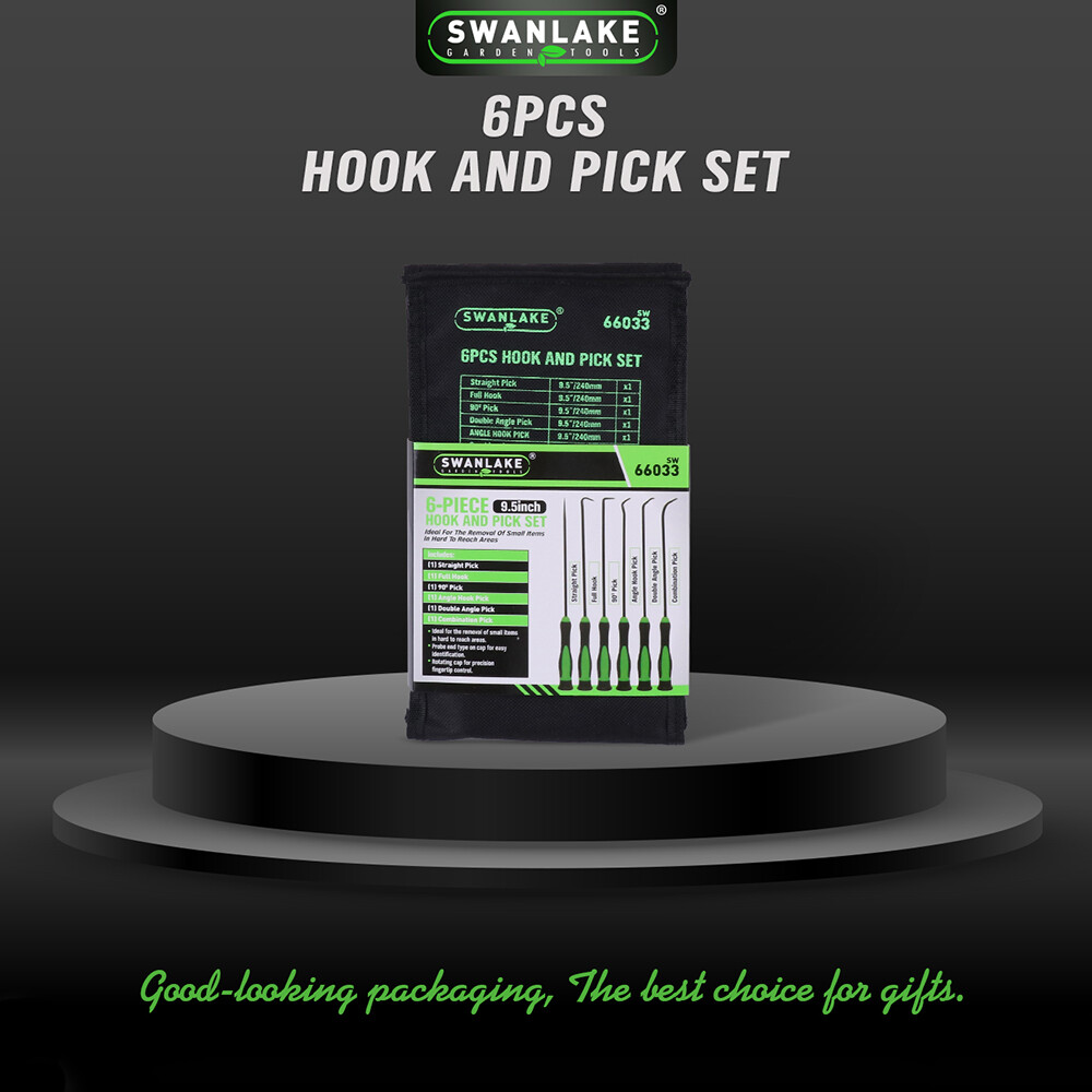 6pc Pick & Hook Set Extra Long O-Ring Seal Remover 9" Soft Grip Assorted Shapes