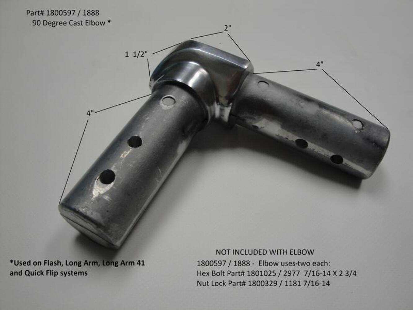 NEW 90-degree Tarp Arm Elbows for Donovan FLASH tarp system (1800597) - SET OF 2