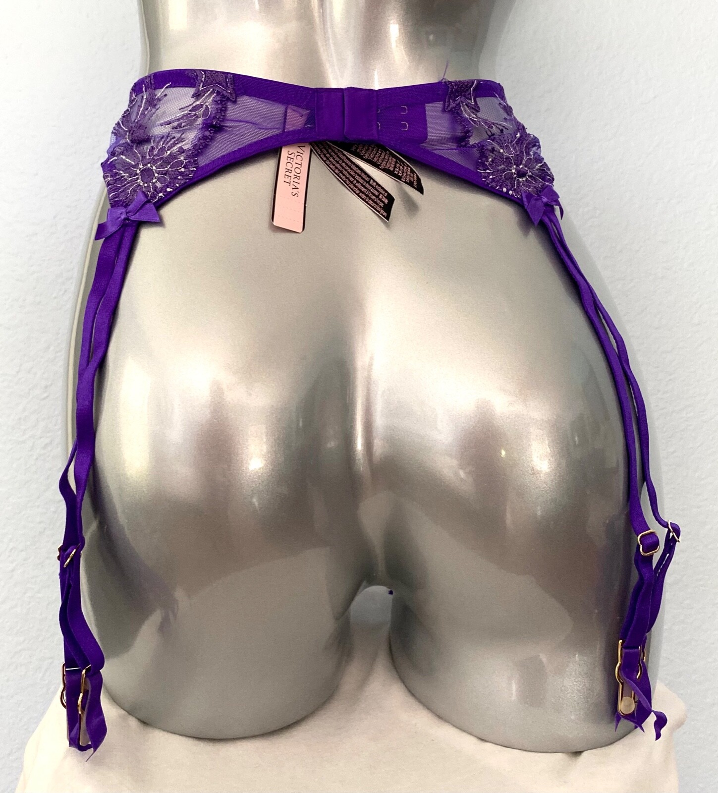 Victoria's Secret Garter Belt Nwt Very Sexy Purple Silver Starstruck M / L