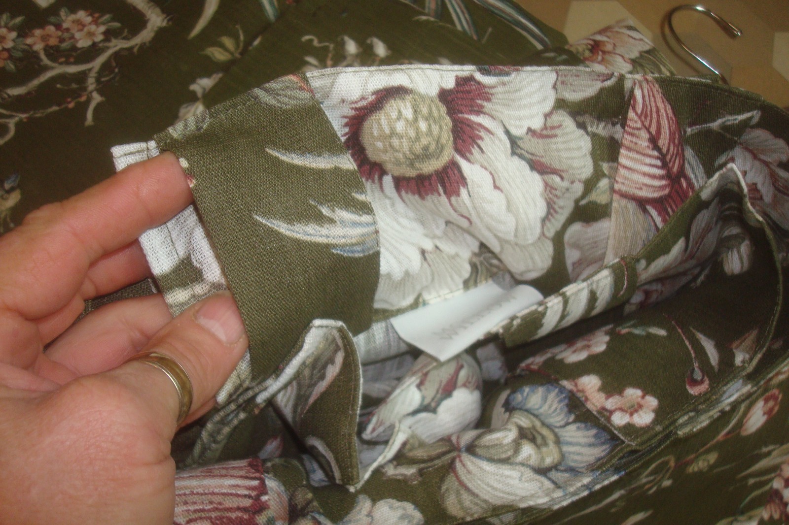 NWT Moss & Willow 2 pc Curtain Panels BIRD Floral Cotton blend Green 96" lg