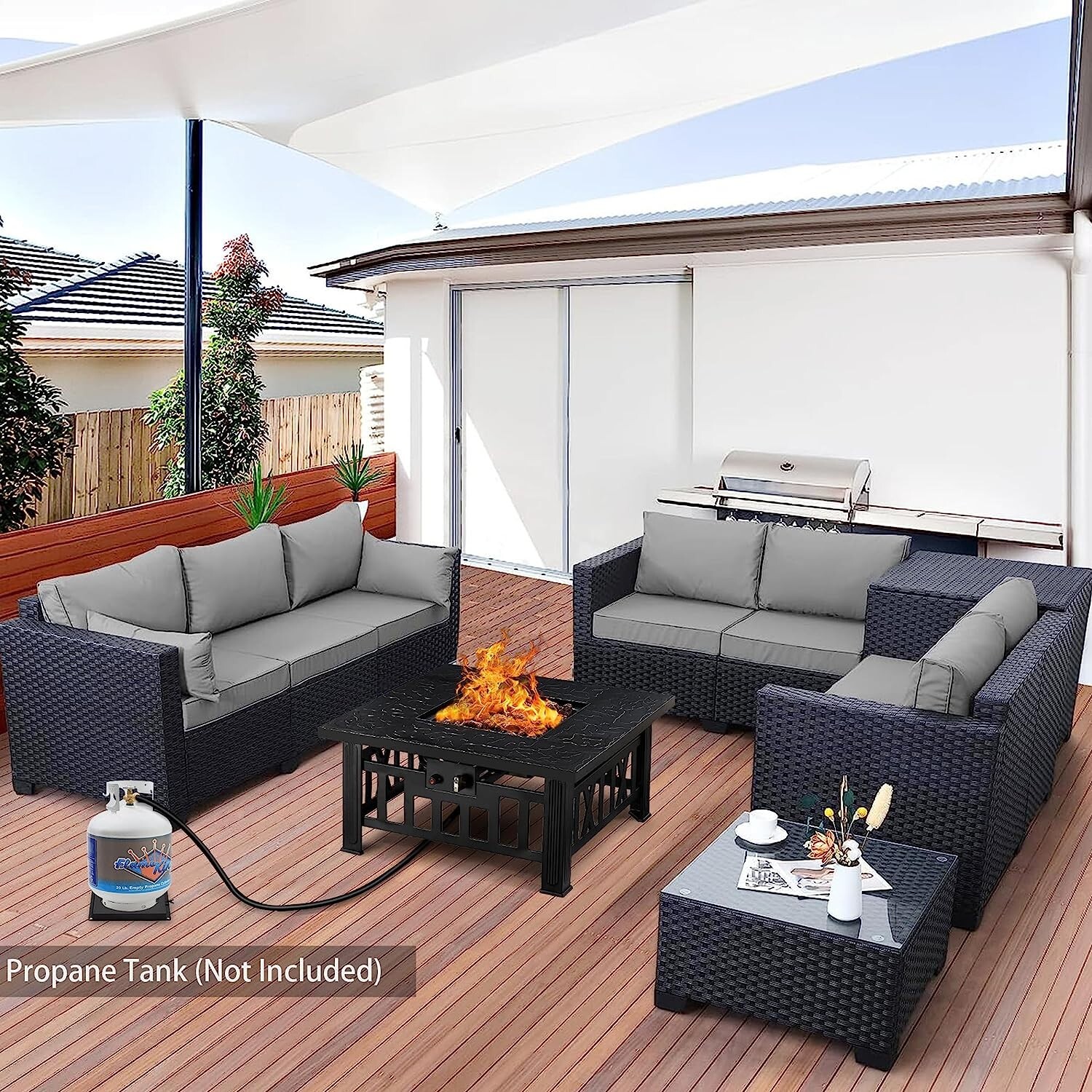 Propane Fire Pit Table 50.000 BTU Firepit Table for Outdoor Garden Patio Party