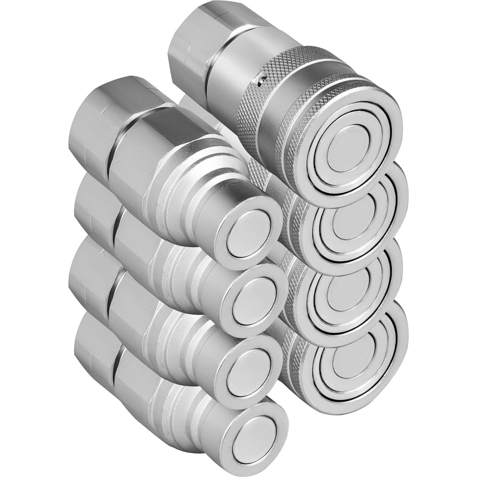 VEVOR 4 Sets 1/2" Flat Face Hydraulic Coupler Quick Connect Skid Steer Bobcat