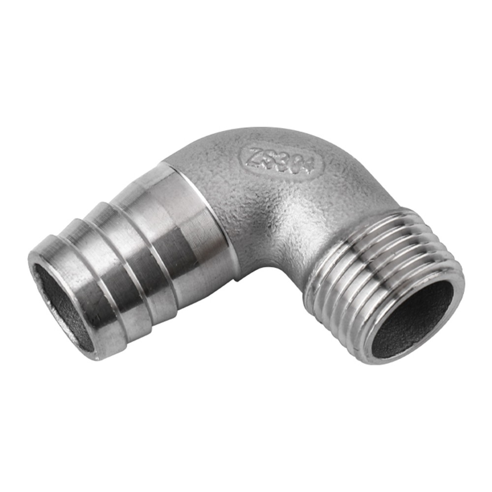 Stainless Steel 90° Elbows Hose Barb Adapter x Male Thread Fittings Hose Nipple