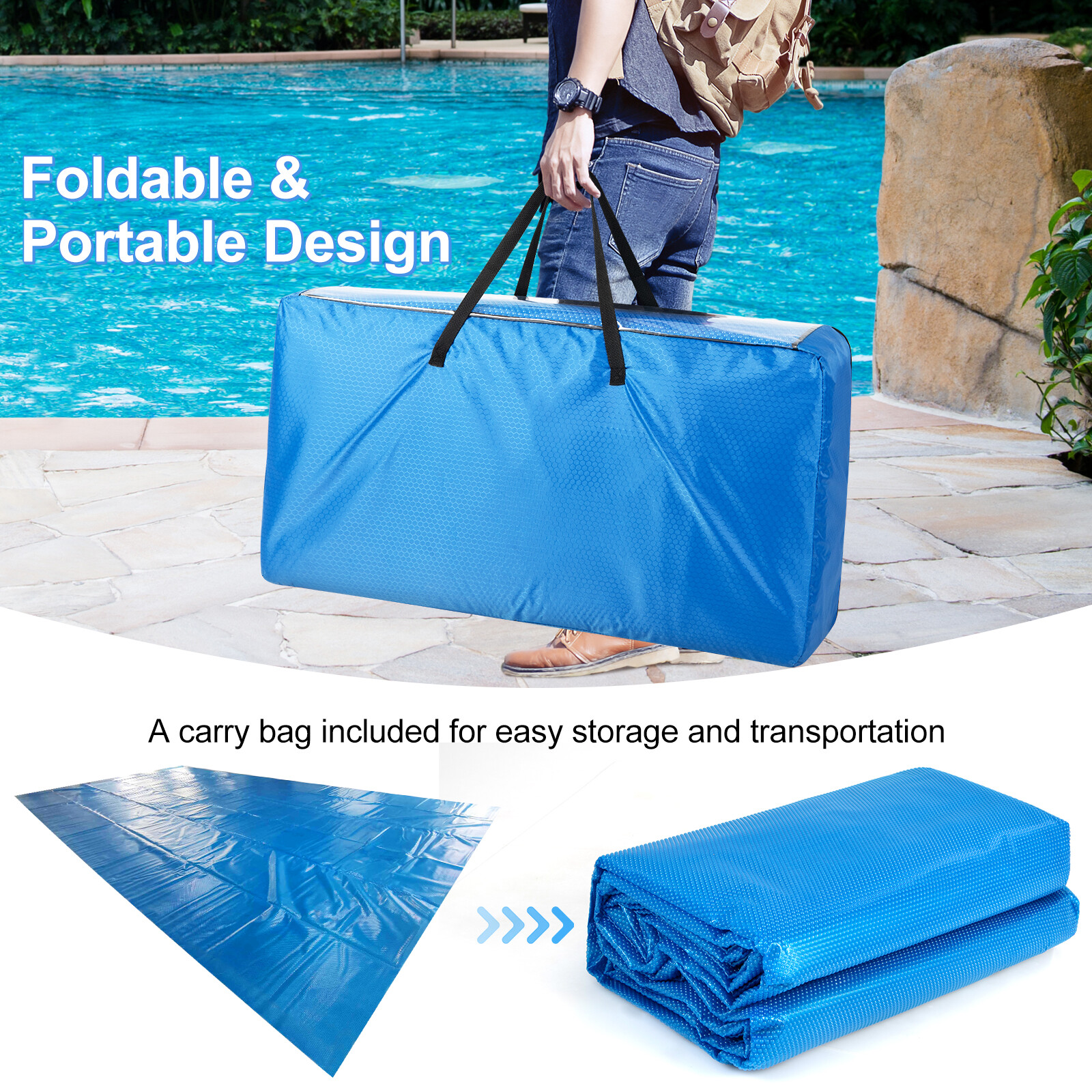 20 x 40 ft Rectangular Solar Pool Cover Insulating 12-MIL Heat Retaining Blanket