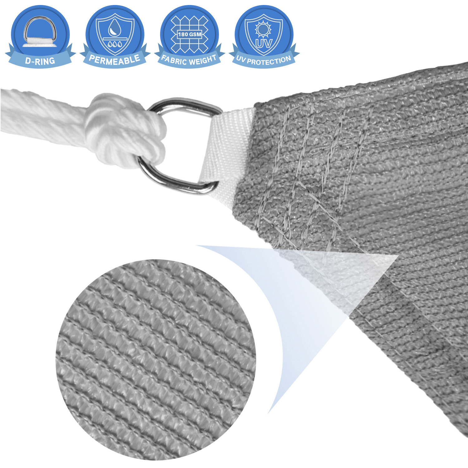 Shade Sail Rectangle Awning Outdoor Garden Sun Canopy Shelter Cover w/Kits Gray