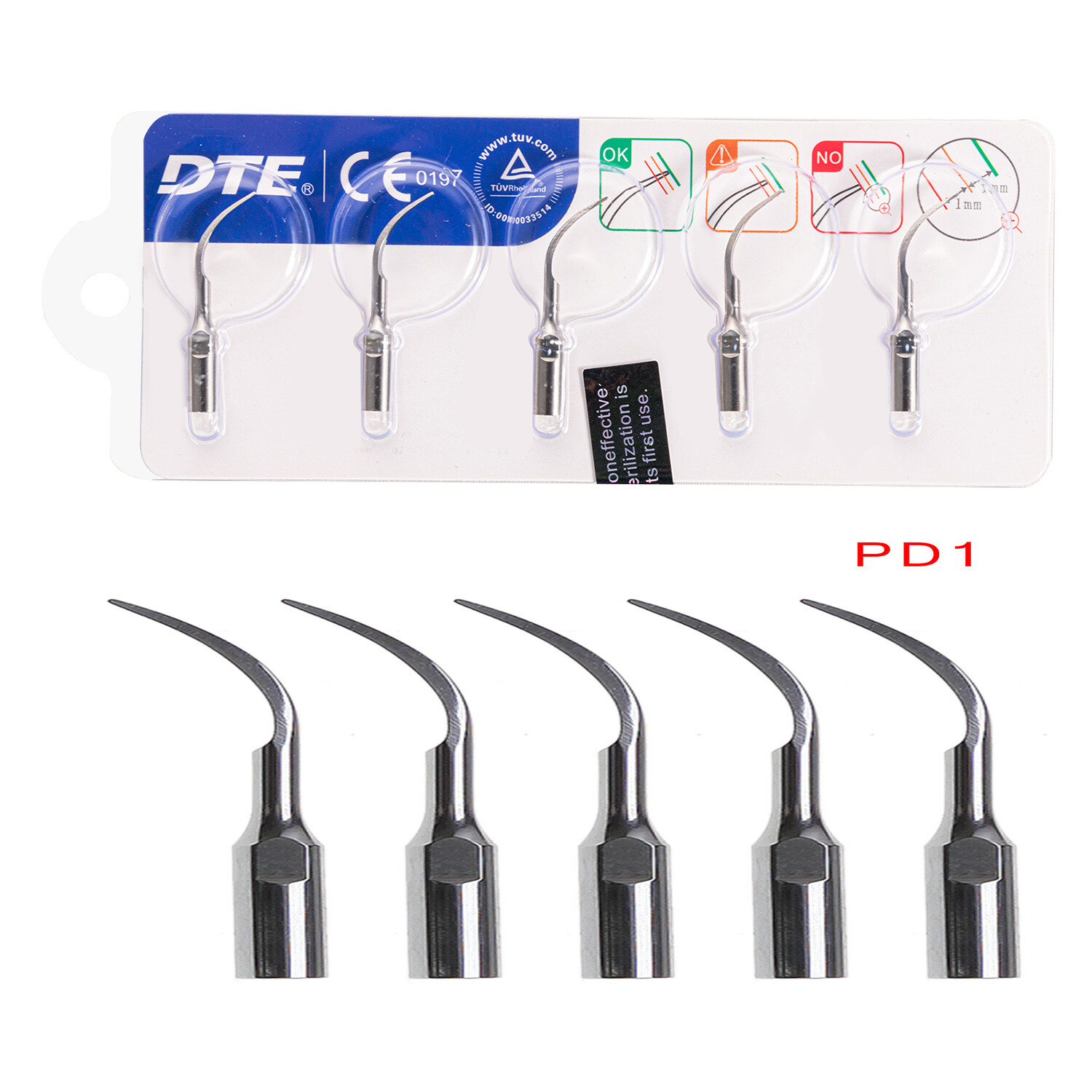 5/Set Woodpecker Dental PD1 Tip Set Fit Ultrasonic Scaler DTE SATELEC Handpiece