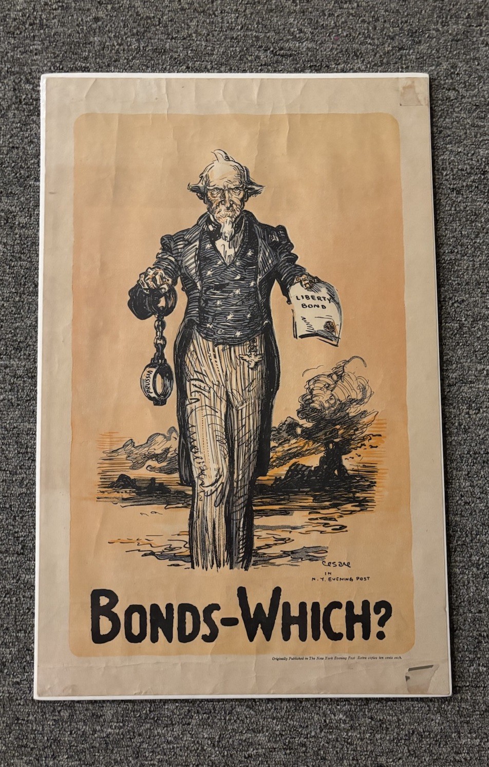 Original WWI Poster Bonds Which? Uncle Sam 14x22”