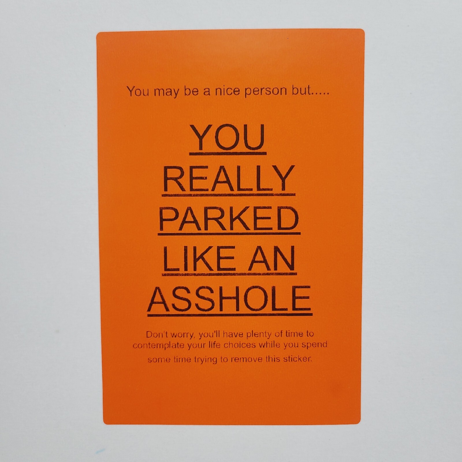 Bad Parking Stickers (20 Pack) Parking Violation Eggshell Sticker Hard to Remove