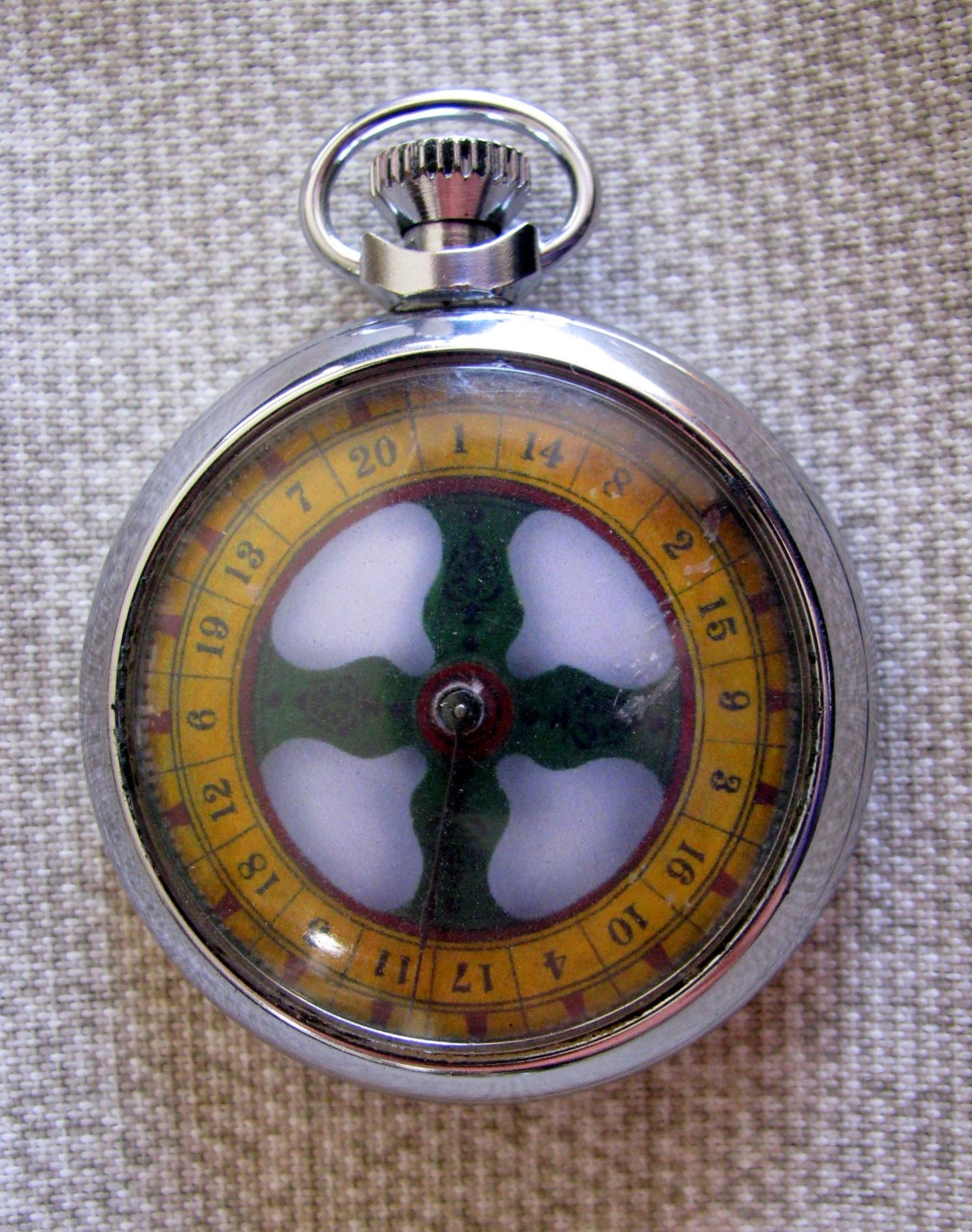 SCARCE PATTERN POCKET WATCH STYLE VINTAGE MECHANICAL DEVICE GAMBLING WHEEL