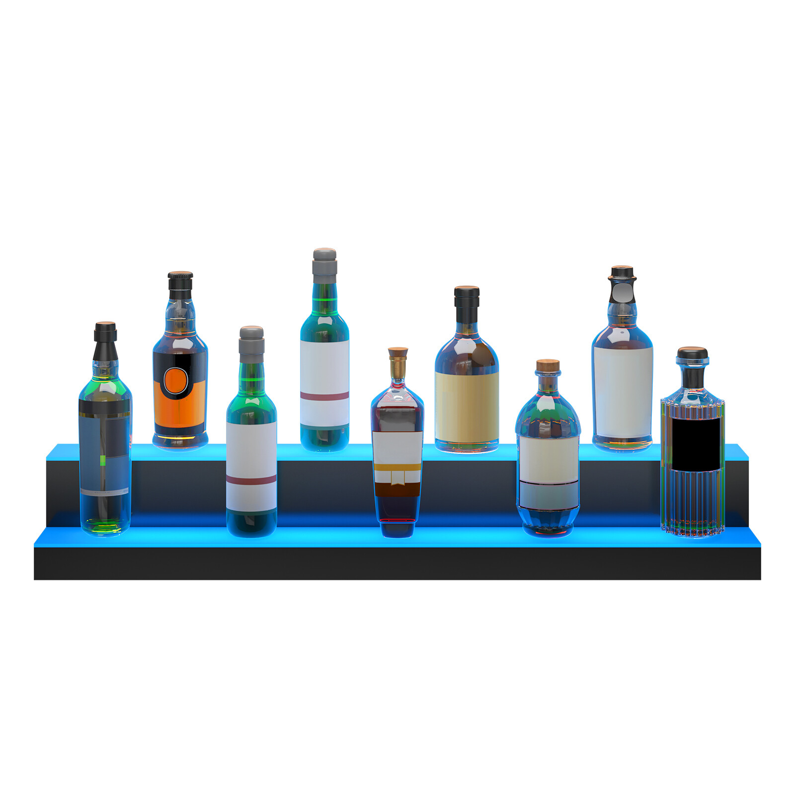 VEVOR LED Lighted Liquor Bottle Display Bar Shelf RF & App Control 40" 2-Step