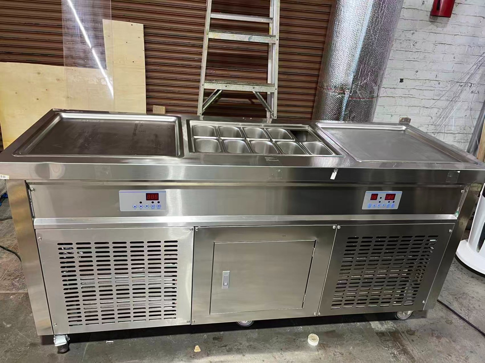 ETL Commercial double square pans roll ice cream machine fried ice cream maker