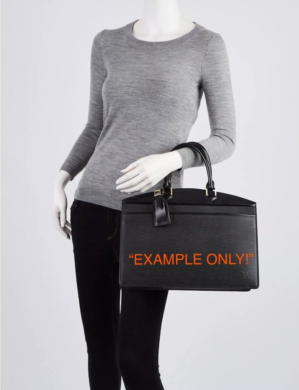 Louis Vuitton ID Name Tag Black Leather Silver tone Hardware Small