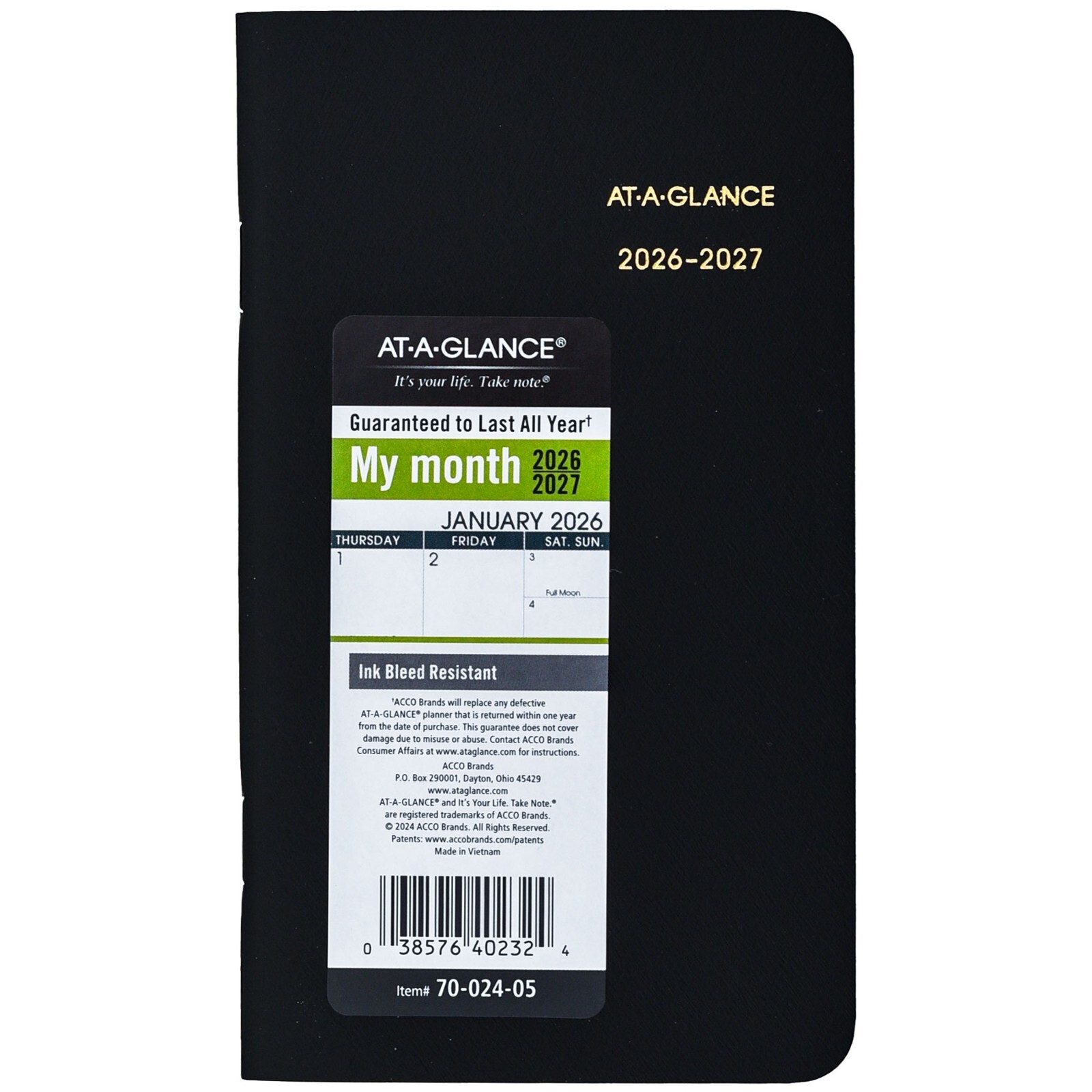 2026 & 2027 At-A-Glance 70-024-05 Two Year Monthly Planner, 3-1/2 x 6"