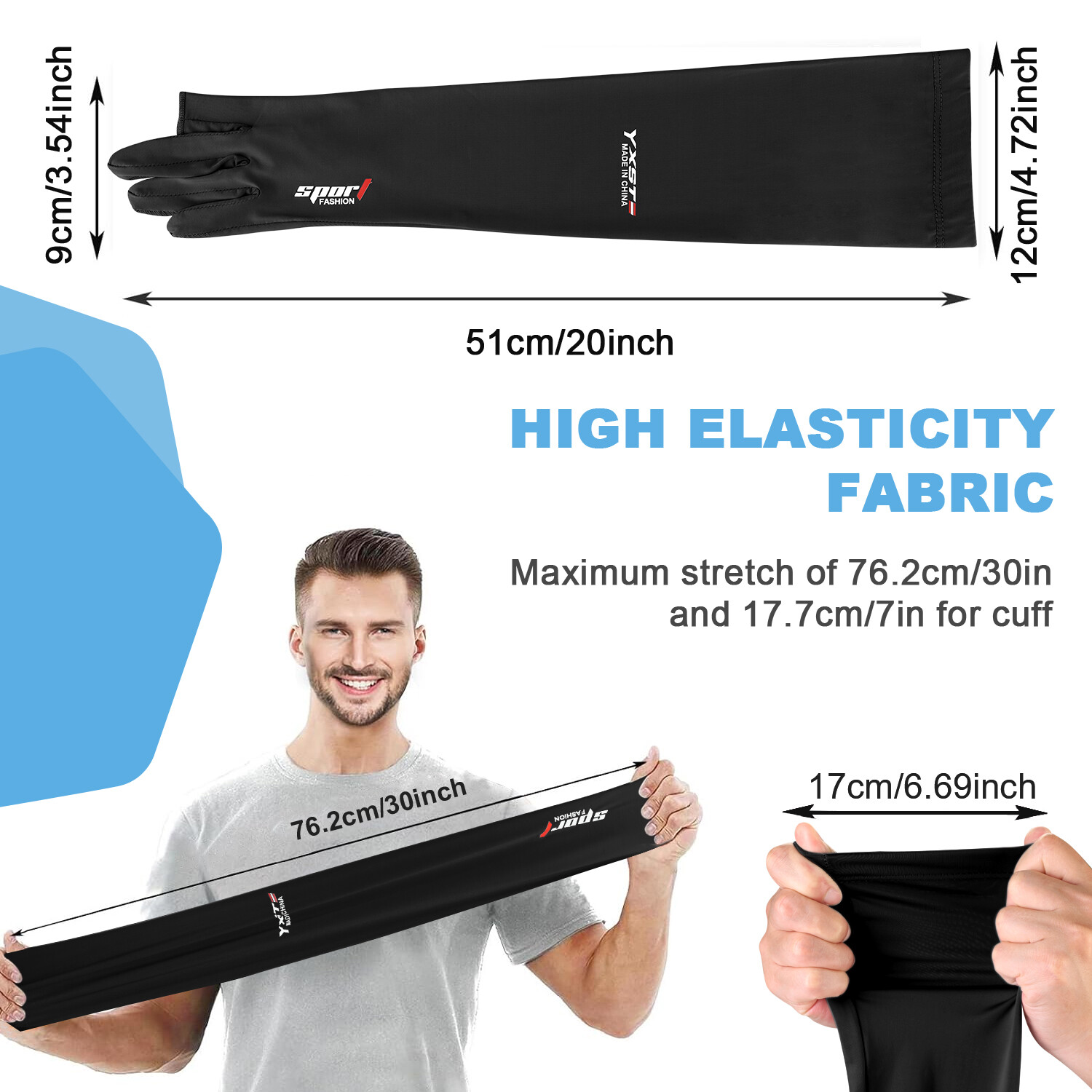 2Pair Finger Arm Cooling Sleeves Ice Silk Cover UV Sun Protection Outdoor Sports