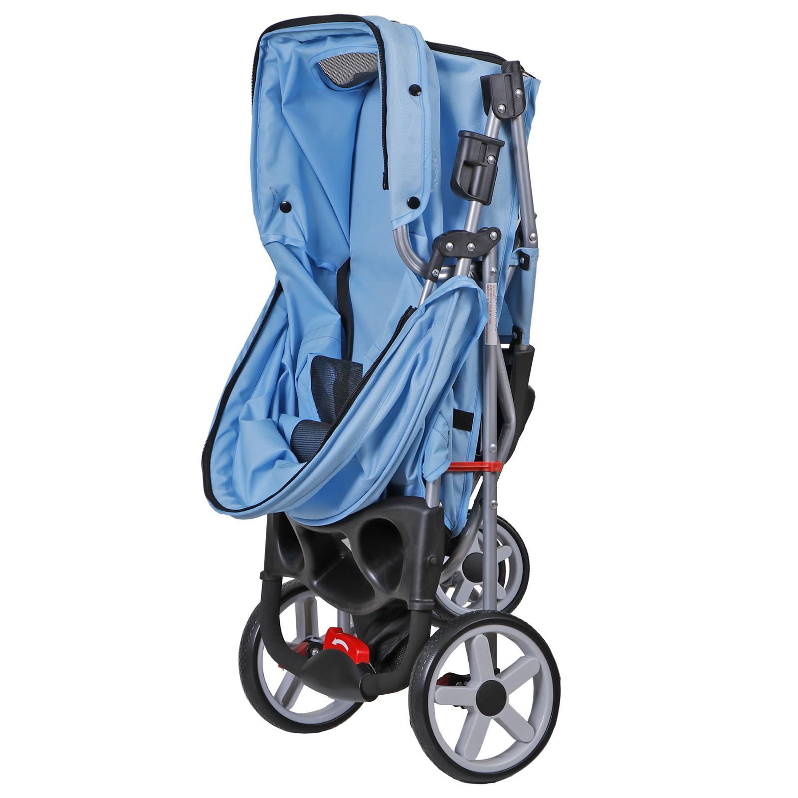Foldable Pet Stroller for Cats and Dogs 3 Wheels Carrier Cart w/Cup Holder Blue